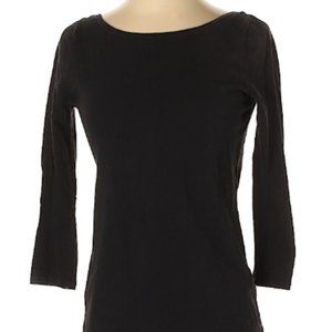 J. Crew Black 3/4 Sleeve Boat Neck Top. Size S.